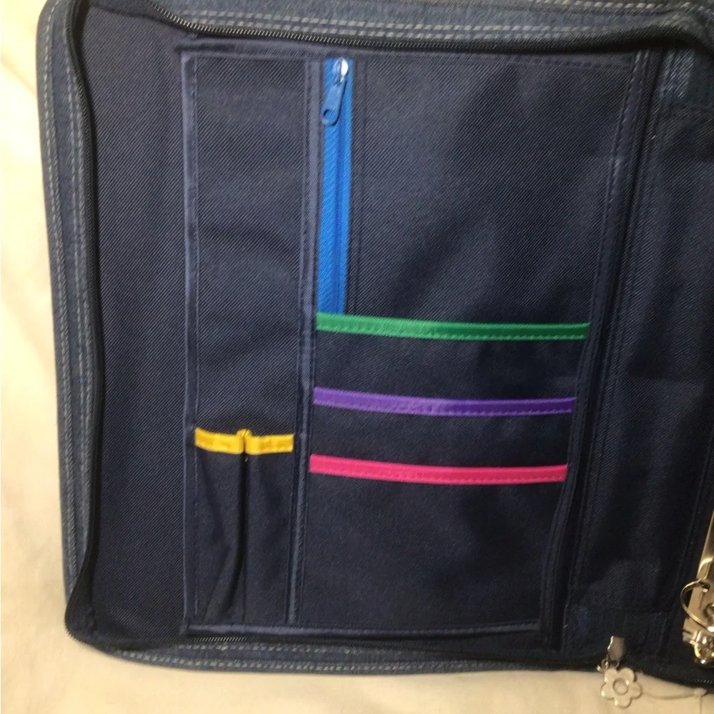Denim Blue Jean with Embroidery 3-Ring Notebook Binder School Binder￼